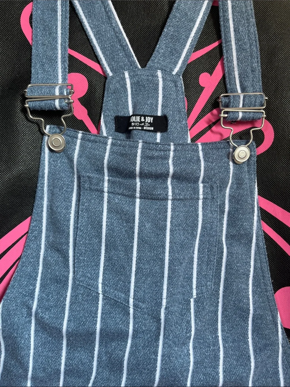 Women’s stripe soft feel jean look style bibs MEDIUM